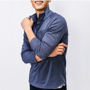 MINISTRY OF SUPPLY Men’s Fusion Double Knit 1/4 Zip In Blue Denim Heather